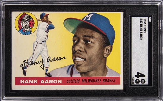 1955 Topps Baseball #47 Hank Aaron - SGC VG-EX 4